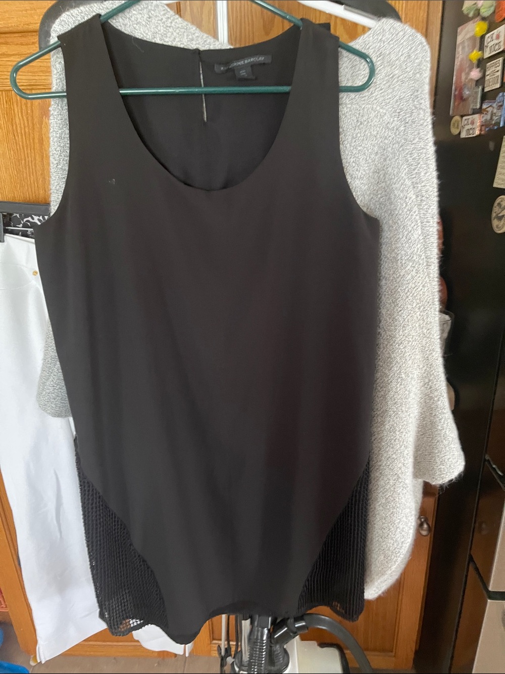 Katherine Barclay Black Sleeveless Shift Dress with Net Overlay Size 8